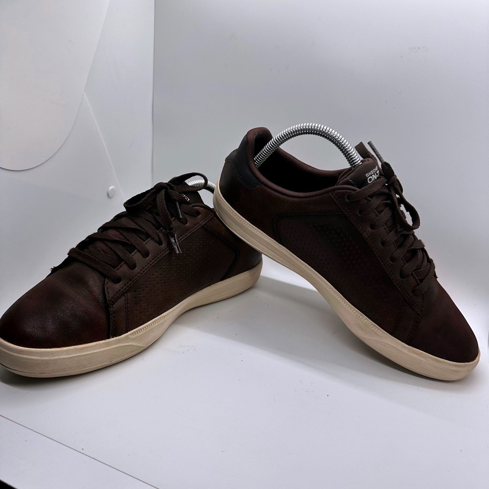Skechers On-The-Go Leather Sneakers Casual Cushion Walking Shoes Brown Size 7.5 - Picture 3 of 12